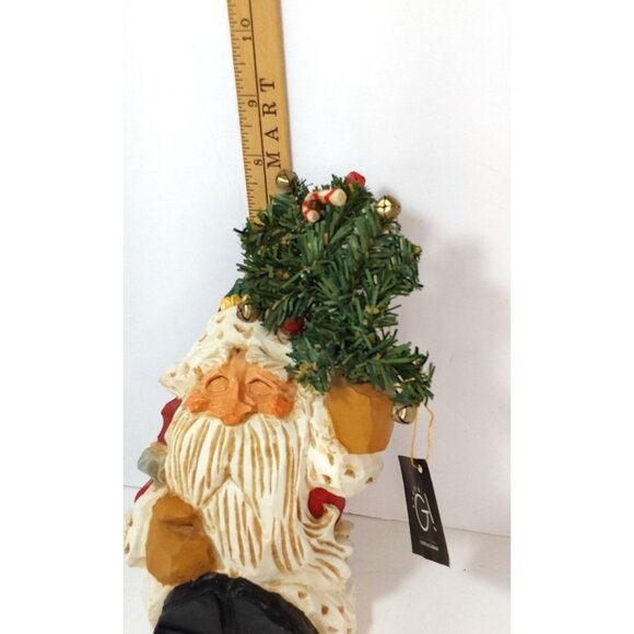 David Frykman Wood Carved Santa Holding Christmas Tree - Picture 3 of 5